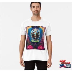 Robotic Head With Natural Elements Illustration Premium Tshirt